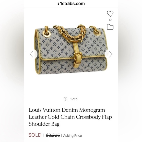 Louis Vuitton Grey/Navy Monogram Mini Lin Camille Crossbody Chain Flap Bag - Picture 2 of 14